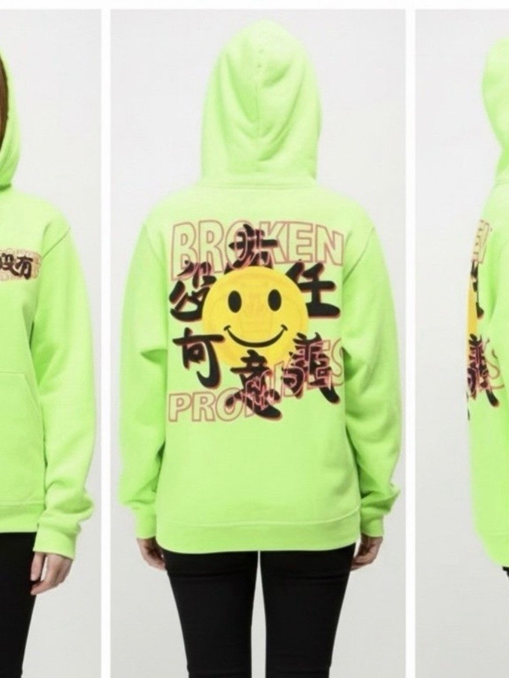 Broken Promises "No Meaning" Neon Green Hoodie